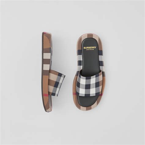 burberry check slides for women